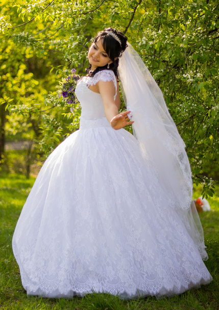 Beautiful bride posing in her wedding day - Foto, Imagen