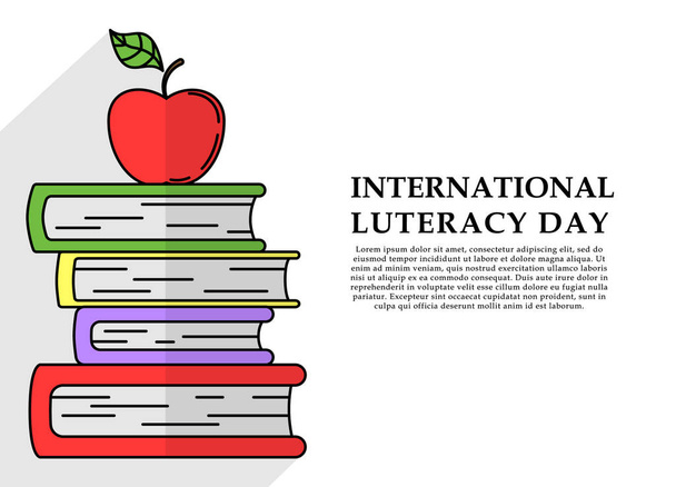 Концепция Международного дня грамотности в плоском стиле
  - Вектор,изображение