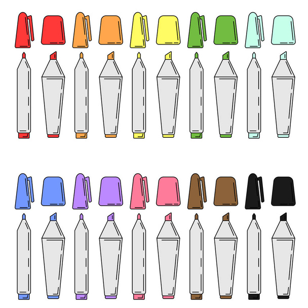 Set de 20 rotuladores en estilo de dibujos animados
  - Vector, imagen