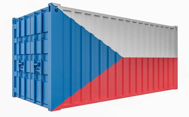 3D Illustration of Cargo Container with Czech Republic Flag - Foto, Bild