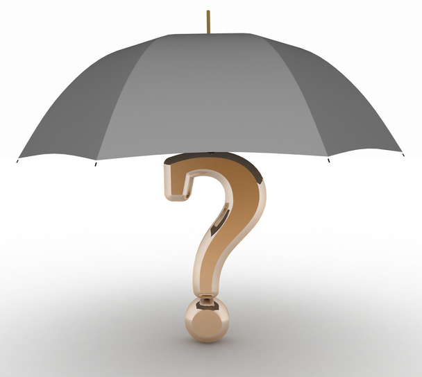 question sign under umbrella - Foto, Imagem