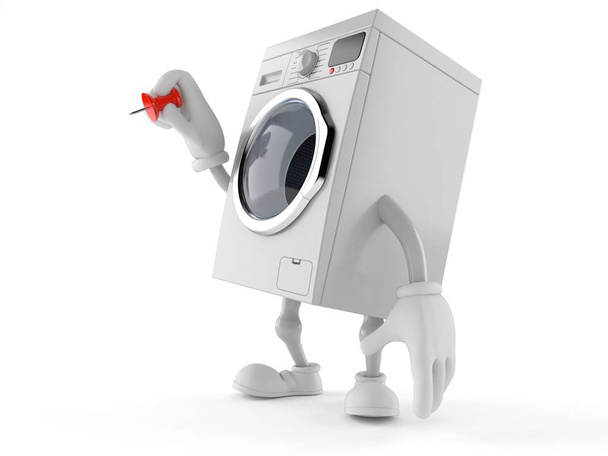 Washer character holding thumbtack - Foto, afbeelding