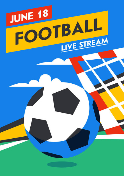 Bannière web de football. Match en direct. Joueurs de football avec ballon en arrière-plan du stade. Illustration vectorielle couleur dans un style plat
 - Vecteur, image