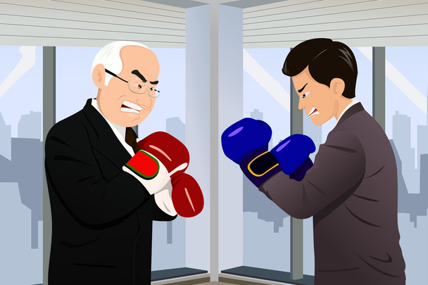 Concept d'entreprise de deux hommes d'affaires se battant
 - Vecteur, image