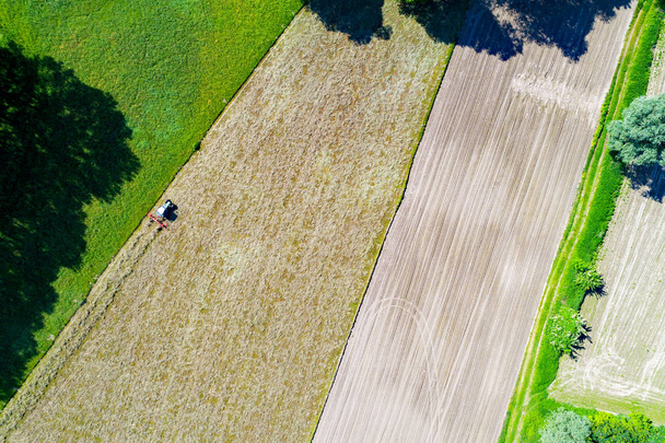 Tractor with tedders - Aerial view - Photo, Image