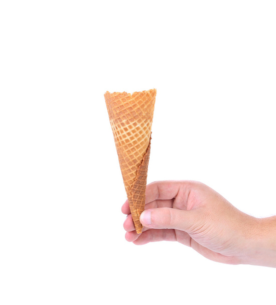 Hand hold wafer cup for ice-cream. - Foto, Imagem