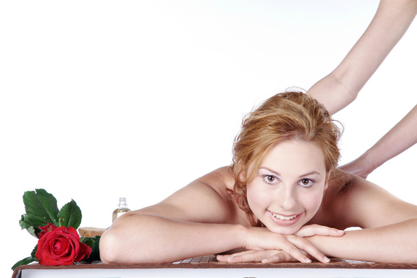 Girl do massage in massage salon - Zdjęcie, obraz