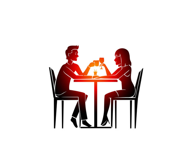 Cute couple in Love dating vector illustration. Love couple in r - Vector, Image