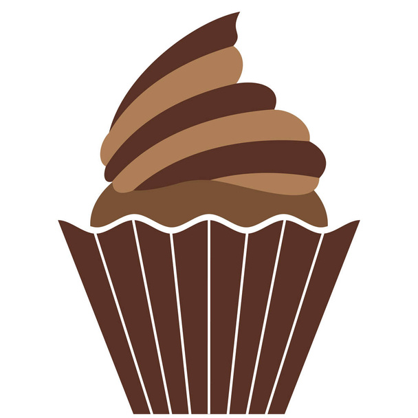 Chocolate cake, cupcake - Vector, Image