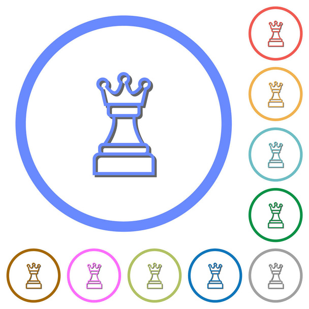 Білі шахові королівські ікони з тінями і контурами
 - Вектор, зображення