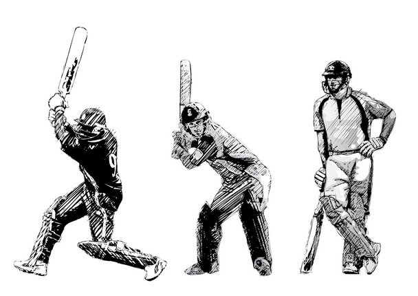 Trio de críquete
 - Vetor, Imagem