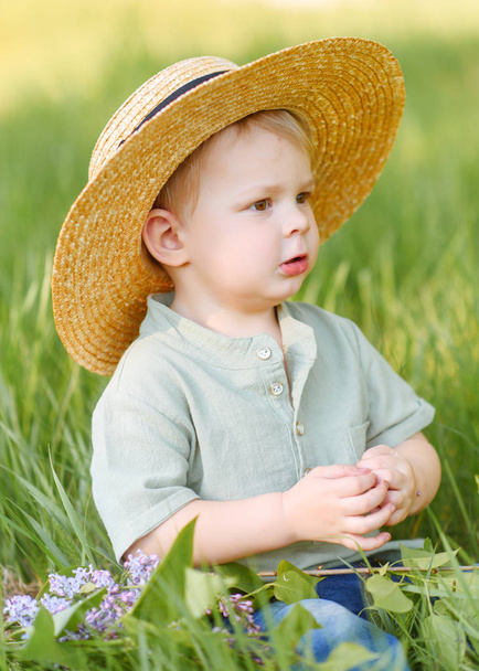 portrait of little BOY outdoors in summer - Φωτογραφία, εικόνα