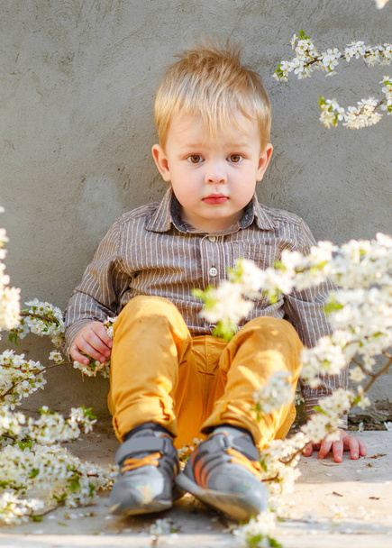portrait of little BOY outdoors in summer - Foto, imagen