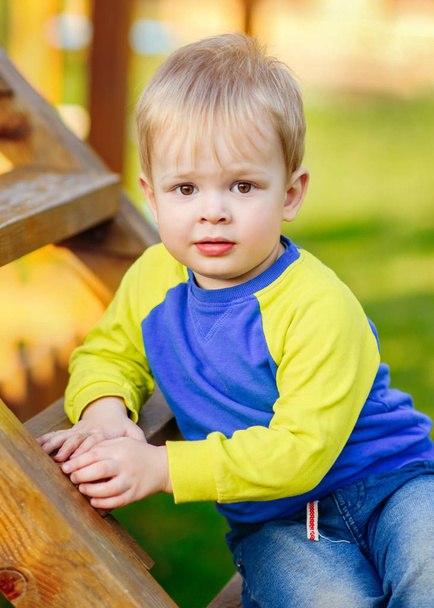 portrait of little BOY outdoors in summer - Foto, Imagem