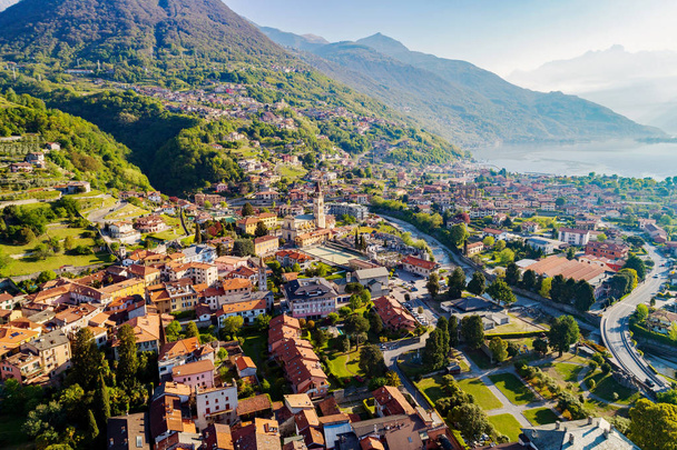 Domaso-jezero Como (IT)-panoramatický pohled na anténu - Fotografie, Obrázek