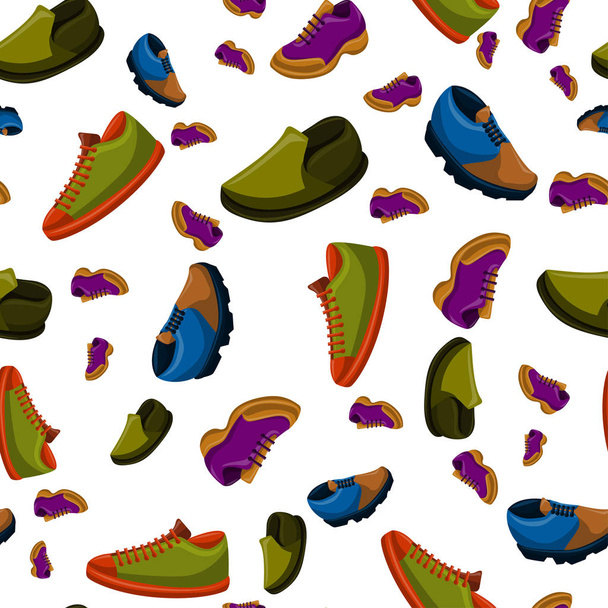 Shoes Flat Color Background Seamless Pattern   - Vector, Image