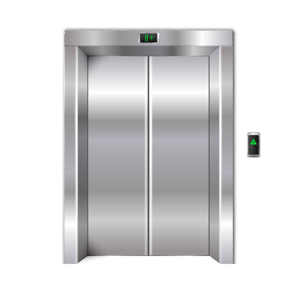 Cerrado puertas de ascensor de metal cromado
 - Vector, imagen
