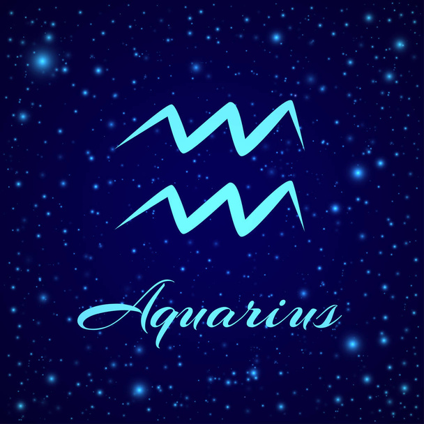 Aquarius. Vector zodiac sign on a night sky - Vettoriali, immagini