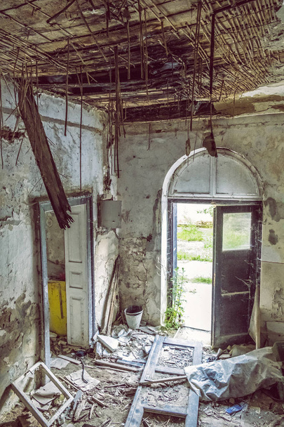 Interior of abandoned house in Korytnica spa, Slovakia - Photo, Image