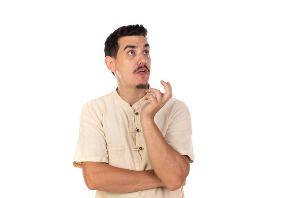 Pensive хлопець з вусами
 - Фото, зображення