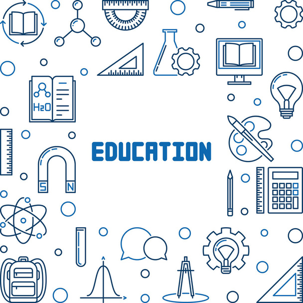 Education vector concept simple frame in thin line style - Вектор,изображение