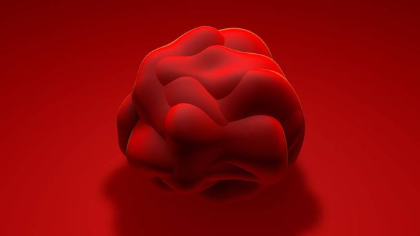 3D illustratie Ismatova de rode bal. Het virus is op het rode oppervlak. 3D rendering van geometrie object, monotoon kleuring, futuristische achtergrond, abstractie. Achtergronden voor uw bureaublad. - Foto, afbeelding