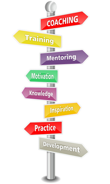 COACHING - word cloud - multi colored signpost - Photo, Image