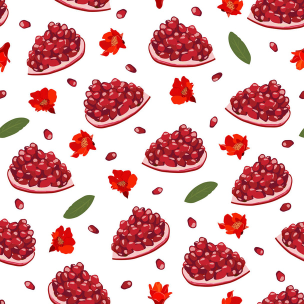 Granaattiomena hedelmät pala saumaton kuvio valkoisella pohjalla, tuoretta luomuruokaa, punainen rubiini hedelmäkuvio. Vektoriesimerkki
. - Vektori, kuva