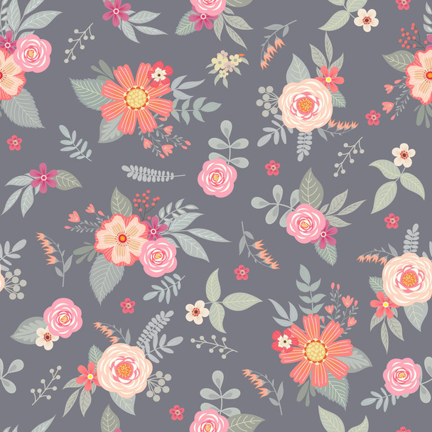 Cute seamless pattern with floral bunches for summer textile and wallpaper - Вектор, зображення