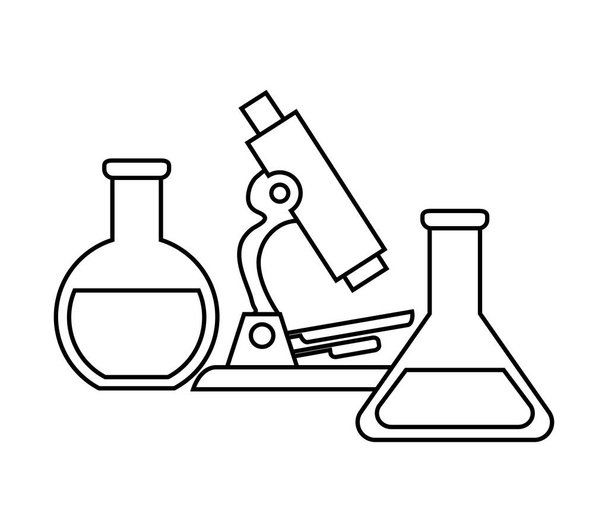 microscope laboratory with set of tubes tests - Vector, Image