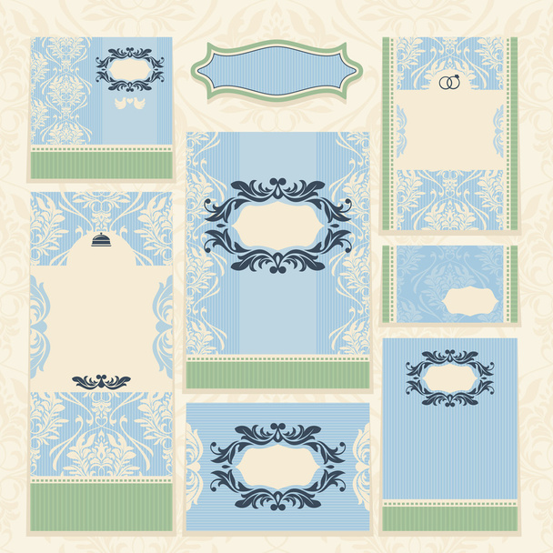 set of floral wedding cards - Vetor, Imagem