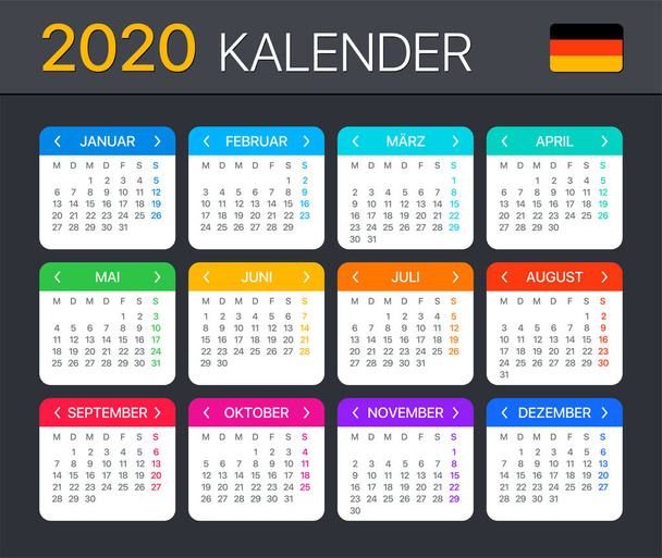 Календар 2020 - Векторні ілюстрації
 - Вектор, зображення