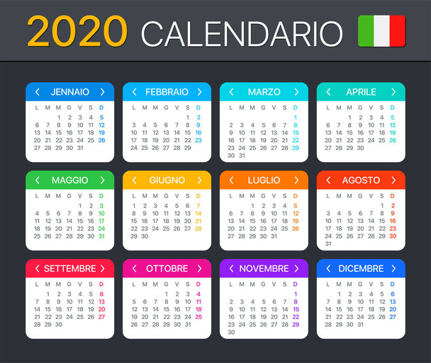 2020 kalendarz-ilustracja wektorowa - Wektor, obraz