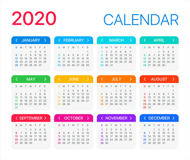 2020 Calendar - vector illustration - Vector, Image
