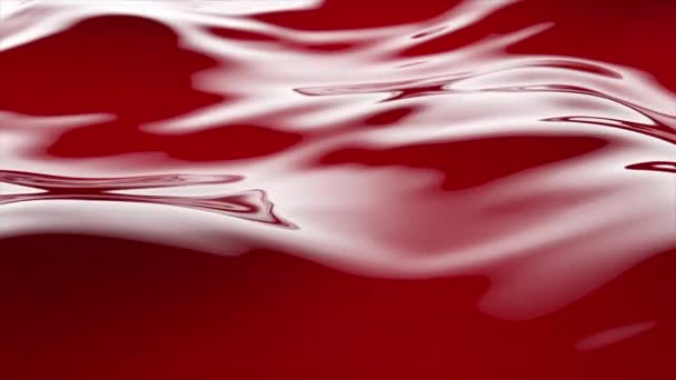 Beautiful red water surface. Abstract background 3d render with animation waving of waterline. Seamless loop 4k animation. - Footage, Video