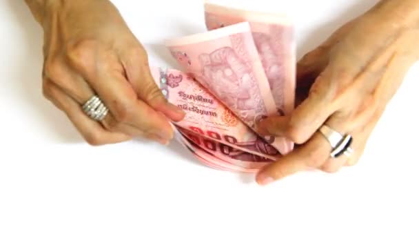 vysoká rychlost počítání Thajský baht bankovek - Záběry, video