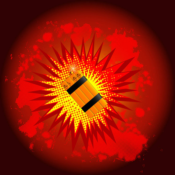 Red Cartoon Dynamite Explosion - Vector, Image