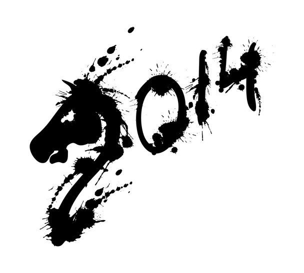 2014 new year grunge horse - Vettoriali, immagini