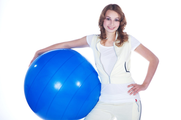 Young woman with fit-ball - Foto, Imagen