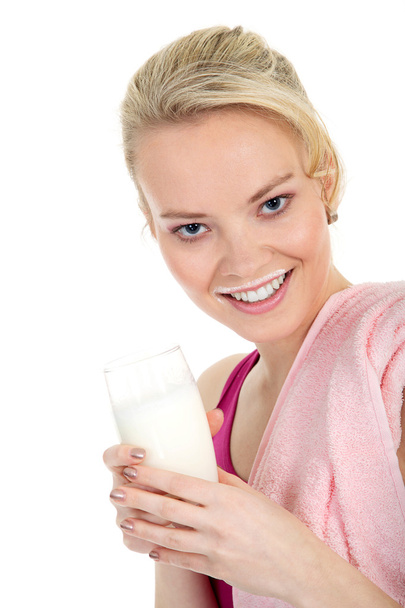Girl drinks milk - Foto, Imagem