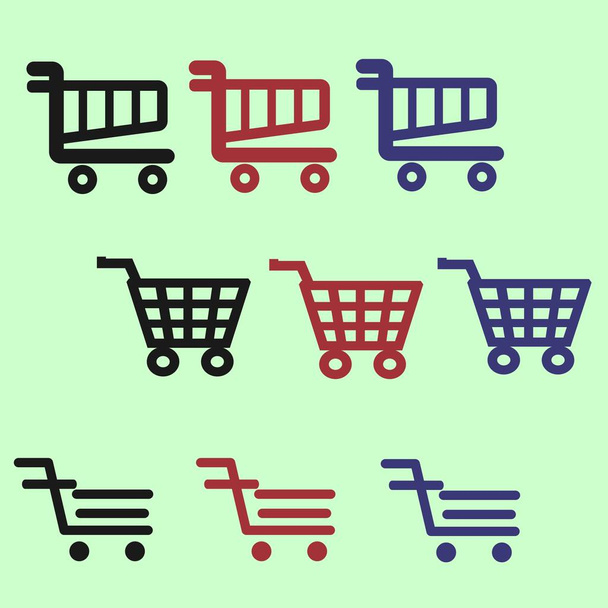 set colorful cart or trolly icon for smart phone application and web icon - Vector, Image