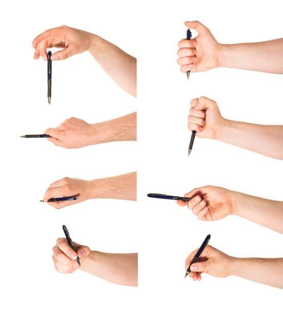 ręka trzyma długopis na białym tle - Zdjęcie, obraz