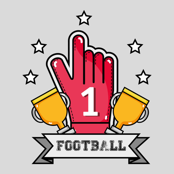american footbal glove with number one message - Vector, Image