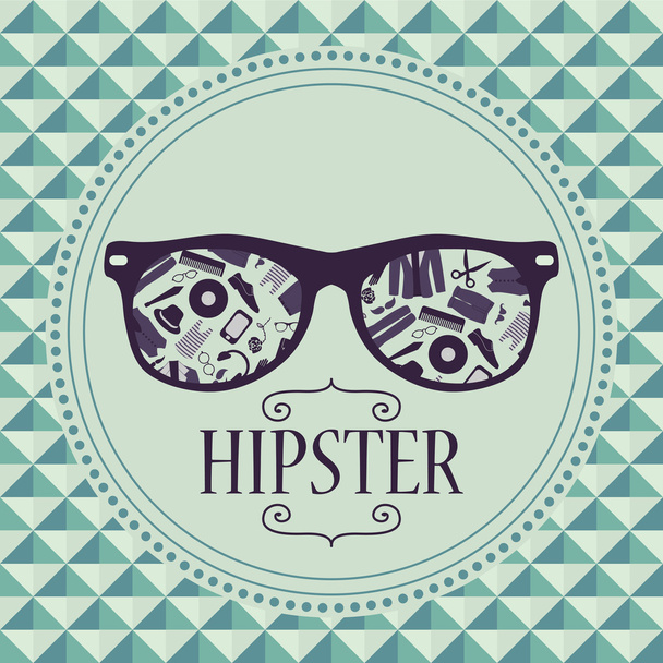 Hipster card glasses with various clothing and accessories - Vector, Imagen
