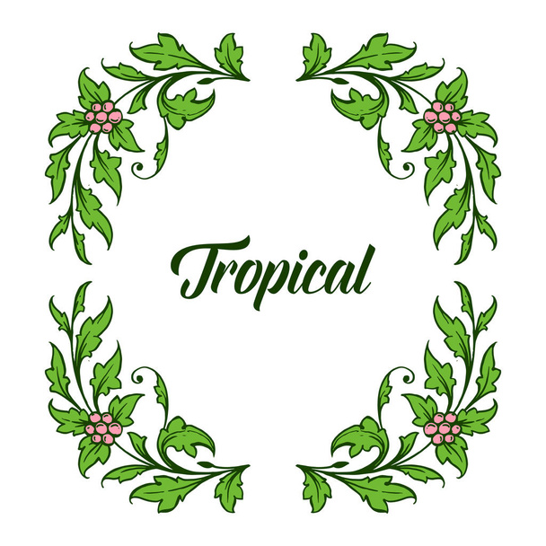 Letter tropical with artwork of green leafy frame. Vector - ベクター画像
