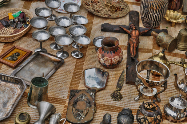 old objects at Marolles district flea market in Brussels - Fotó, kép