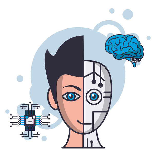 Human robot head - Vector, Image