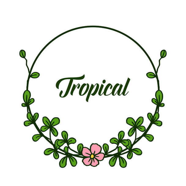 Decorativo de tarjeta de verano tropical para la belleza de hojas verdes y marco floral. Vector
 - Vector, Imagen