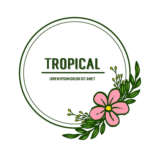 Décor carte tropicale, orné de cadres floraux roses. Vecteur
 - Vecteur, image