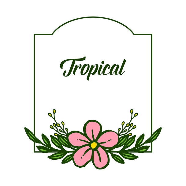 Decorazione della carta tropicale, ornata di cornici floreali rosa. Vettore
 - Vettoriali, immagini